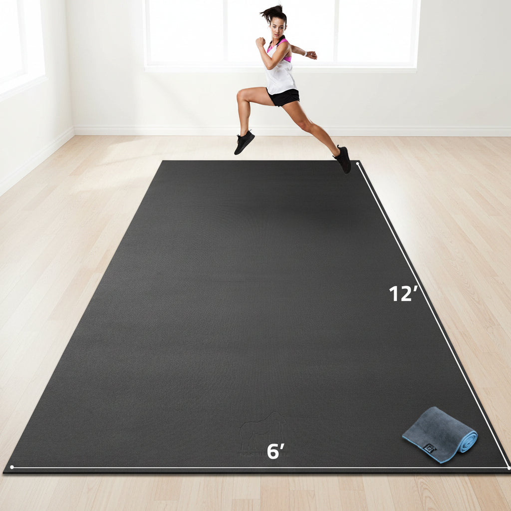 Gorilla Mats Extra Large Home Gym Mat 9x6 ft, Non-Slip Exercise Flooring for Yoga, Cardio, Weight Lifting & Fitness Workouts
