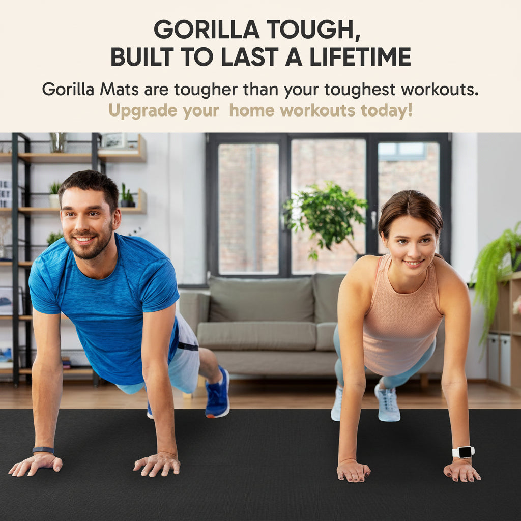 Gorilla Mats Extra Large Home Gym Mat 9x6 ft, Non-Slip Exercise Flooring for Yoga, Cardio, Weight Lifting & Fitness Workouts