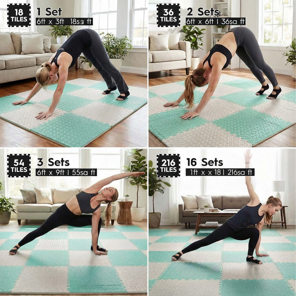 18-Piece EVA Interlocking Foam Floor Tiles, 18 Sq Ft Non-Slip Puzzle Exercise Mat Flooring for Home Gym and Workout Equipment